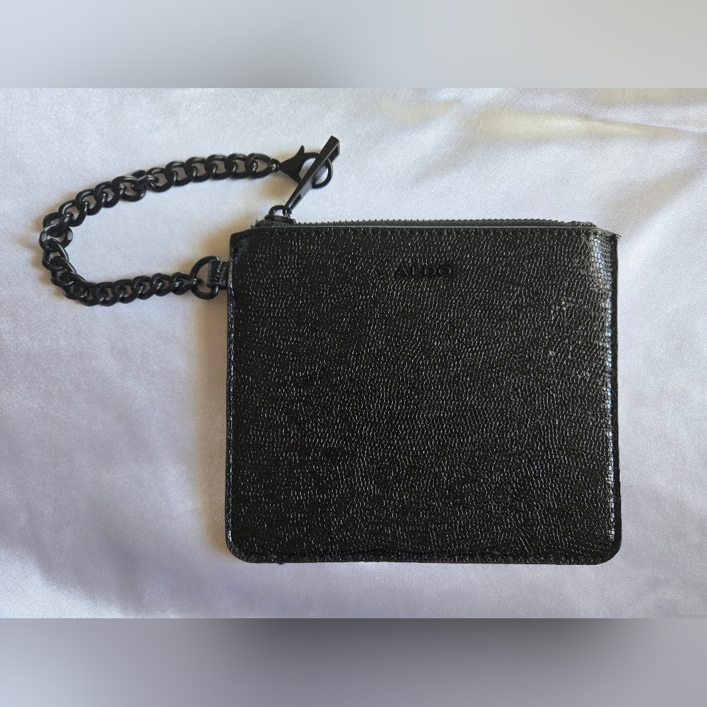 ALDO Black Textured Wristlet Pouch